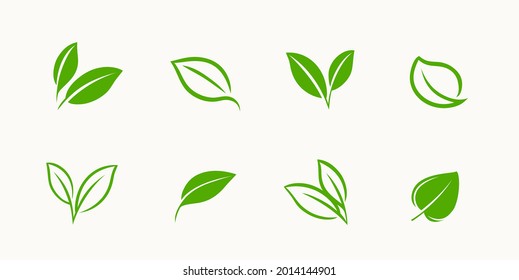 Green leaf icons set. Ecology, organic symbol vector