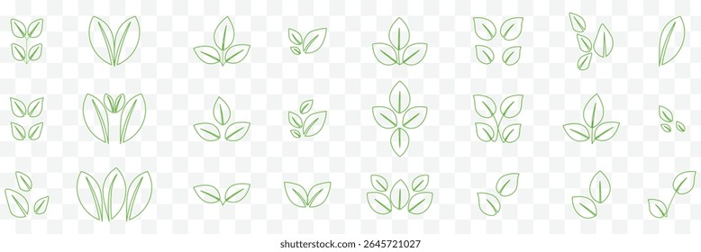 green leaf icons set eps 10