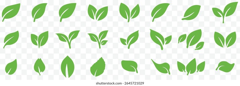green leaf icons set eps 10