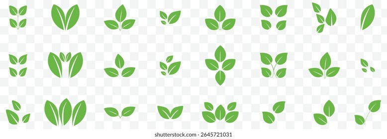 green leaf icons set eps 10