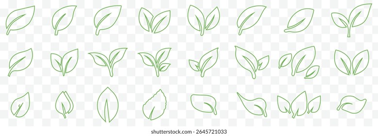 ícones de folha verde definir eps 10