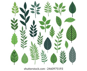 Green leaf icons are set isolated on a white background.