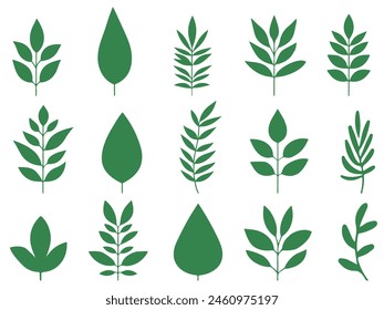 Green leaf icons are set isolated on a white background.