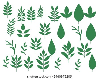 Green leaf icons are set isolated on a white background.