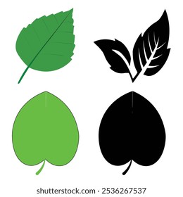  Green leaf icons set. Leaves icon on isolated background. Collection green leaf. Elements design for natural, Vector illustration EPS