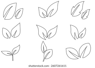 Green leaf icons set. Leaves icon on isolated background. Collection green leaf. Elements design for natural, eco, vegan, bio labels. Vector illustration 