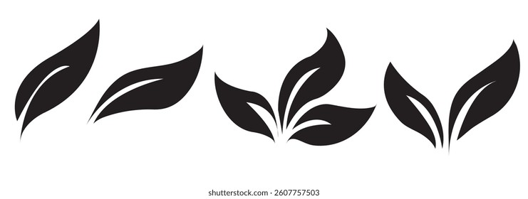 Green leaf icons set. Leaves icon on isolated background. Collection green leaf. Elements design for natural, eco, vegan, bio labels. Vector illustration