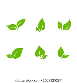 Green leaf icons set. Leaves icon on isolated background. Collection green leaf. Elements design for natural, eco, vegan, bio labels. Vector illustration