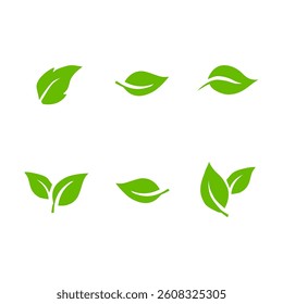 Green leaf icons set. Leaves icon on isolated background. Collection green leaf. Elements design for natural, eco, vegan, bio labels. Vector illustration