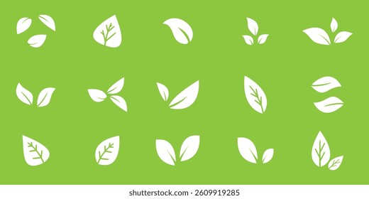 Green leaf icons set. Leaves icon on transparent background. Collection green leaf. Elements design for natural, eco, vegan, bio labels. 