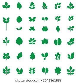 Green leaf icons set. Leaves icon on isolated background. Collection green leaf. Elements design for natural, eco, vegan, bio labels. Vector illustration EPS