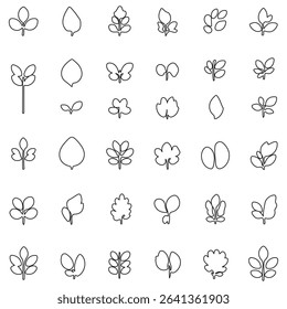 Green leaf icons set. Leaves icon on isolated background. Collection green leaf. Elements design for natural, eco, vegan, bio labels. Vector illustration EPS