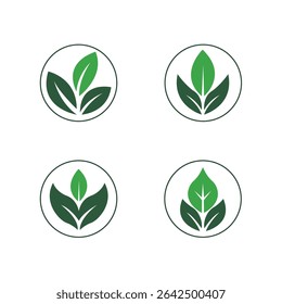 Green leaf icons set. Leaves icon on isolated background. Collection green leaf. Elements design for natural, eco, vegan, bio labels