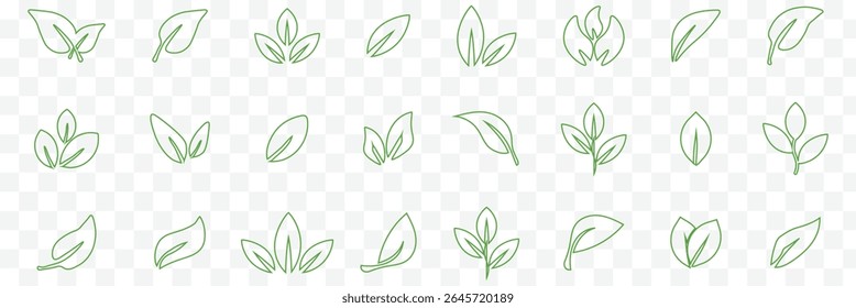 Conjunto de ícones de folha verde. Deixa o ícone em um plano de fundo isolado. Coleção folha verde. Elementos design para natural, eco, vegan, rótulos bio eps 10
