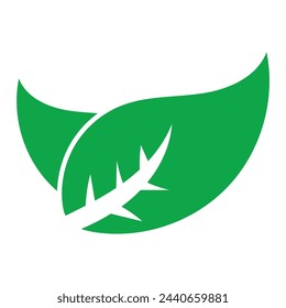 green leaf icons set on white background. Vector illustration