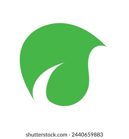 green leaf icons set on white background. Vector illustration