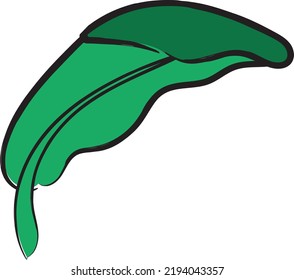 Green Leaf Illustration. Artistic Paint Style. Vector Plant Icon. Flowing Graphic Design Element.