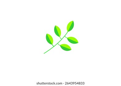 Green leaf illustration. Flat ilustration of green leaves. Foliage tropical leaf. Hand-drawn of green leaves icon. Flat leaf illustration.