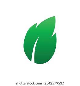 green leaf illustration gradient color icon vector 
