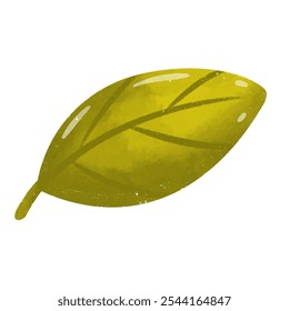 Green leaf illustration in hand drawn watercolor style, simple tropical leaves clip art vector, isolated on white background
