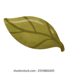 Green leaf illustration in hand drawn watercolor style, simple tropical leaves clip art vector, isolated on white background