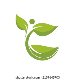 Green leaf illustration nature logo design