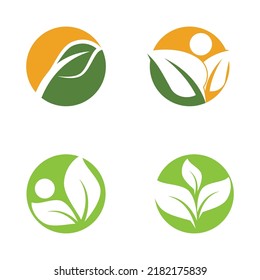 Green leaf illustration nature logo design