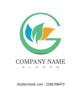 Green leaf illustration nature logo design