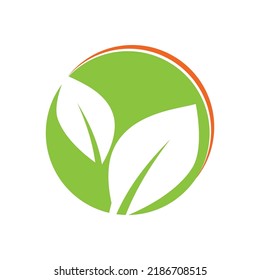 Green leaf illustration nature logo design