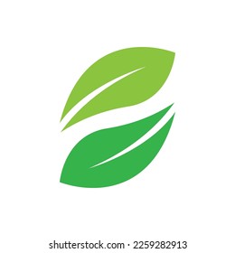 Green leaf illustration nature logo and symbol design