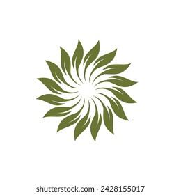 Green leaf illustration nature logo flat design template