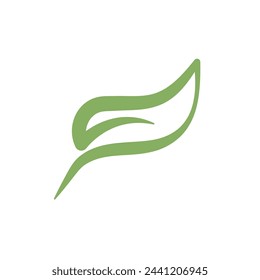 Green leaf illustration nature logo flat design template