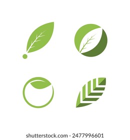 Green leaf illustration nature logo flat design template