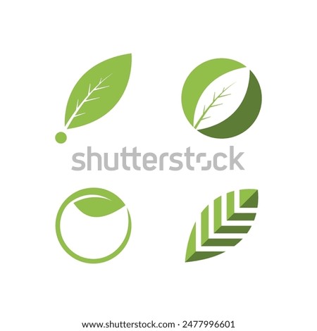 Green leaf illustration nature logo flat design template