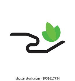 la ilustración verde de la mano simboliza el amor por la naturaleza