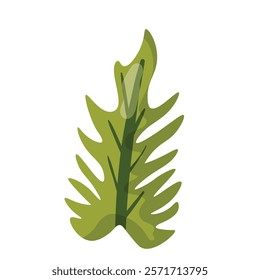Green leaf illustration with a unique, jagged shape and detailed veins. Perfect for botanical designs, eco-friendly projects, and decorative elements