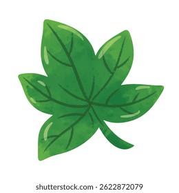 Green leaf illustration vector, leaf clip art, clip art leaf, hand drawn watercolor style