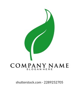 Green leaf illustration vector logo
