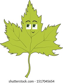 Green leaf, illustration, vector on white background.