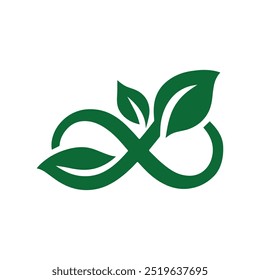 Green Leaf Infinity Symbol for Eco-Friendly Design