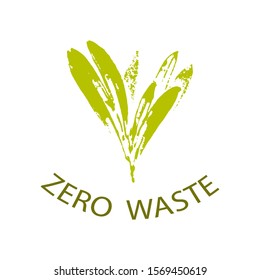 Green leaf with the inscription .Vector logo design template and badge.Zero waste.Eco style.Go green.Vector illustration.
