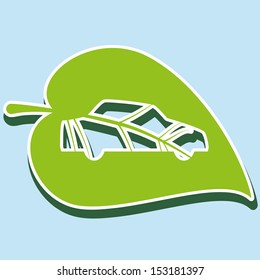 green leaf isolated, contains a form of self bordered in white, with blue background.