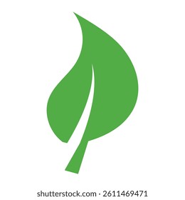 green leaf isolated icon on white background.