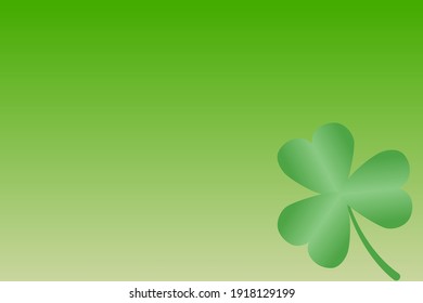 A green leaf isolated on the gradient green background. In concept the Saint Patrick day.