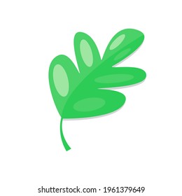 Hoja verde aislada en fondo blanco.
Ilustración vectorial para iconos, logos, símbolos, botones, emoticonos, pegatinas