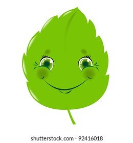 Green Leaf, Isolated On White Background, Vector Illustration
