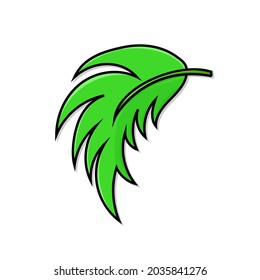 Ilustración vectorial aislada de hoja verde con contorno. puede utilizarse para icono, signo, recursos, elemento, colección, símbolo, logotipo, ornamento. icono de hojas frescas para su negocio