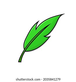 Green leaf isolated vector illustration with outline. can use for icon, sign, resources, element, collection, symbol, logo, ornament. fresh leaves icon for your business
