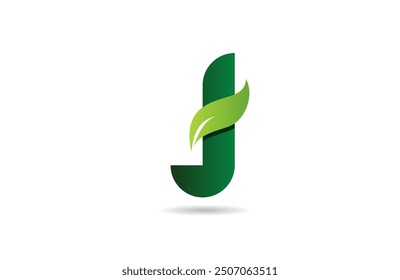 green leaf J letter alphabet logo icon design suitable for a green or vegan vegetarian concept