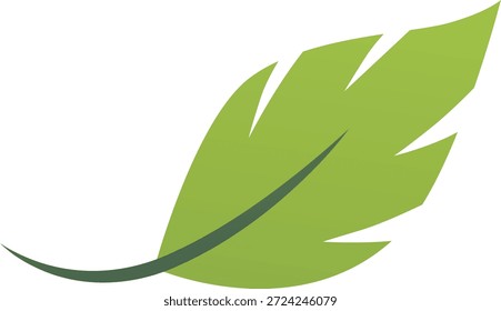 Folha verde com bordas irregulares em um plano de fundo isolado. Flora, botânica, planta, natureza, ecologia, meio ambiente. Ingrediente natural. Ilustração plana vetorial. Estilo de desenho animado.